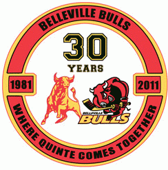 Belleville Bulls 2010 anniversary logo iron on transfers for clothing